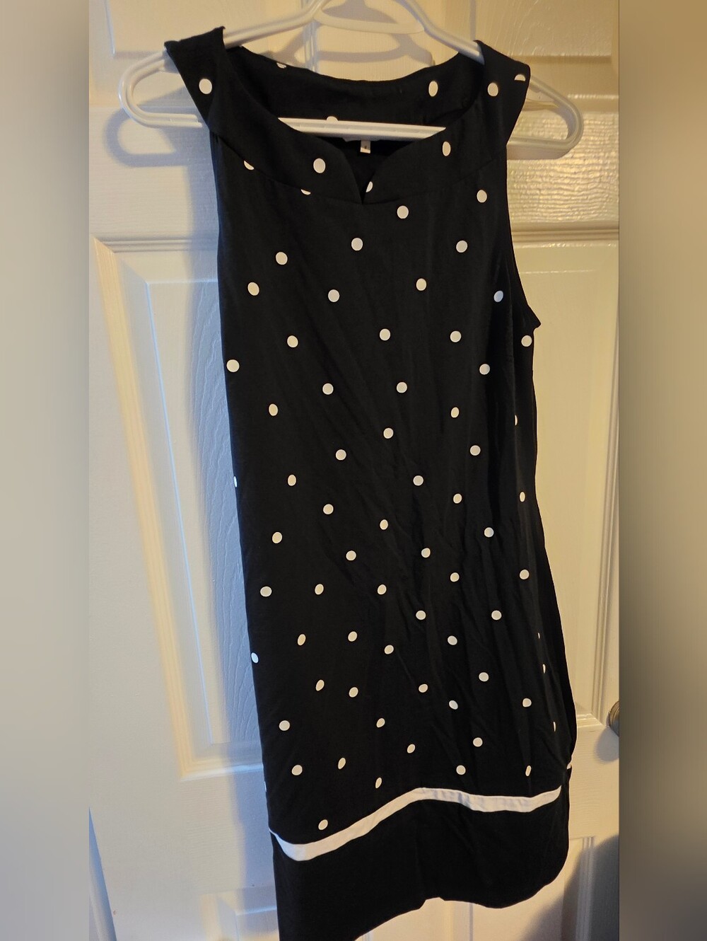 4/$67 Deal! Sandwich Black Polka Dot Dress with White Trim
